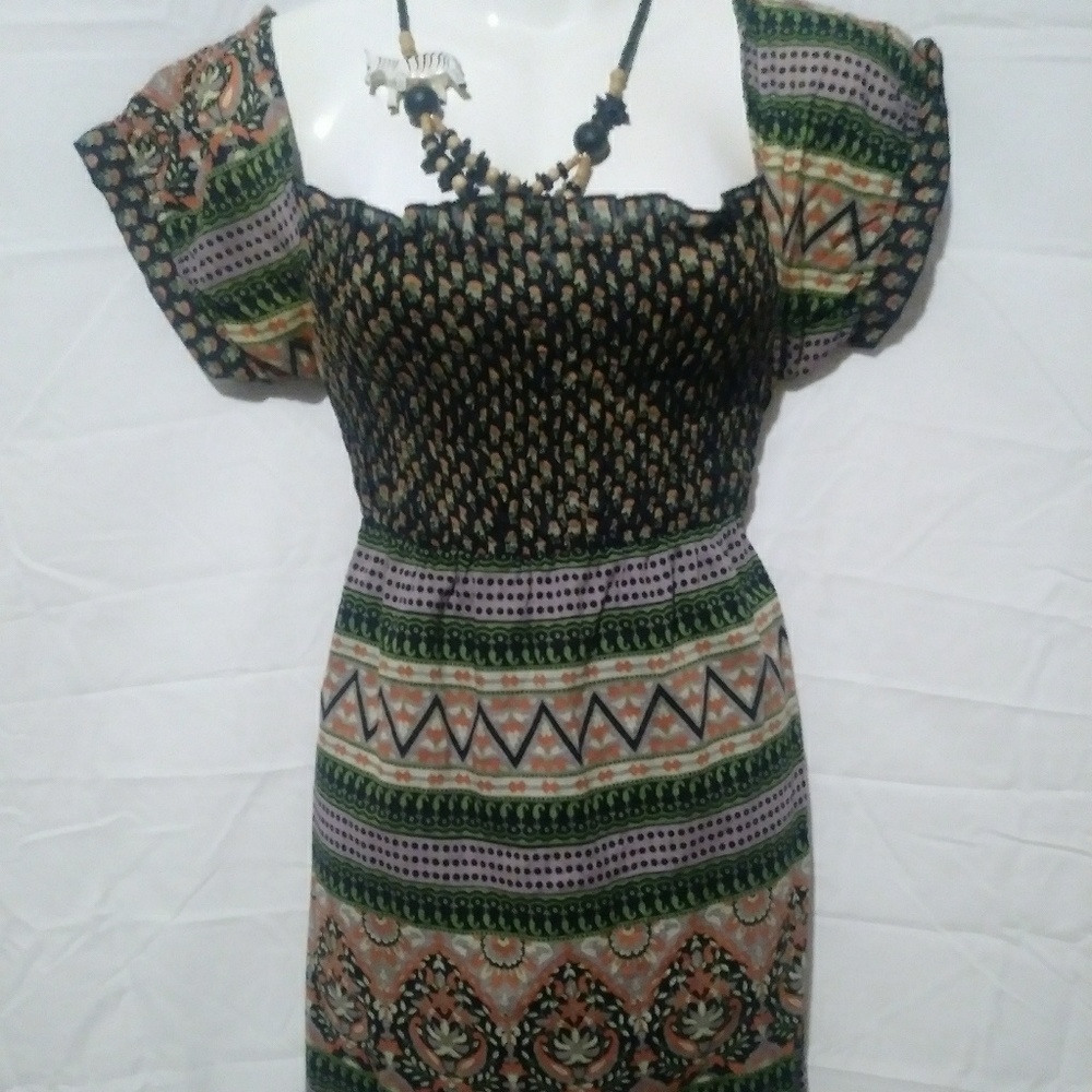 Blue Plate tribal print off shoulder dress